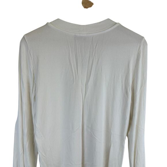 Loft White Button V Neck Long Sleeve Ribbon Casual Shirt Womens Size Large - Picture 8 of 14